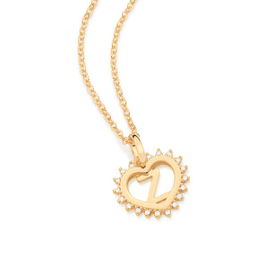 GOLD STUDDED HEART LETTER PENDANT