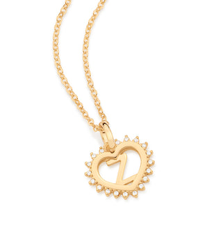 GOLD STUDDED HEART LETTER PENDANT