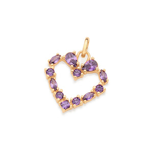 GOLD STUDDED HEART PENDANT IN PURPLE