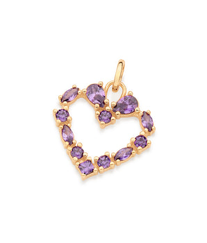 GOLD STUDDED HEART PENDANT IN PURPLE