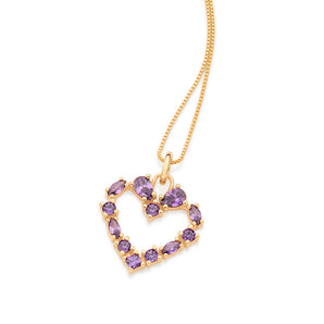 GOLD STUDDED HEART PENDANT IN PURPLE