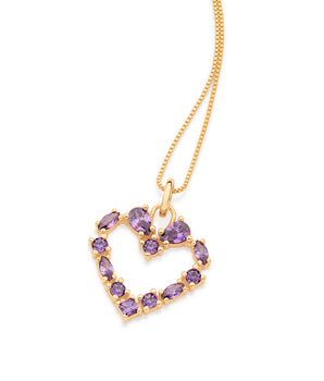 GOLD STUDDED HEART PENDANT IN PURPLE