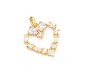 GOLD STUDDED HEART PENDANT IN WHITE