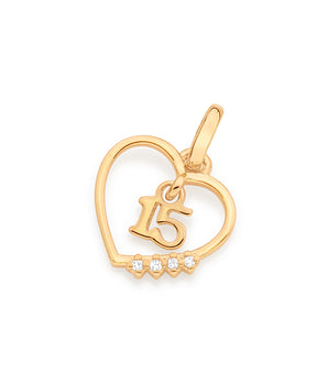 GOLD 15TH BIRTHDAY HEART PENDANT
