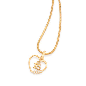 GOLD 15TH BIRTHDAY HEART PENDANT