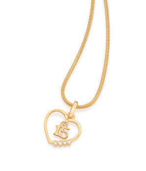 GOLD 15TH BIRTHDAY HEART PENDANT