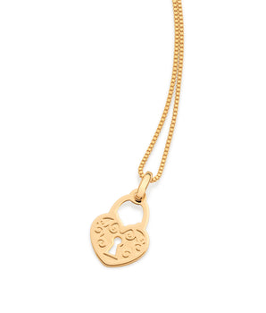 GOLD HEART LOCK PENDANT