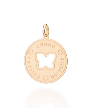 GOLD MANIFEST BUTTERFLY CIRCLE PENDANT