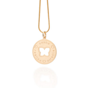 GOLD MANIFEST BUTTERFLY CIRCLE PENDANT