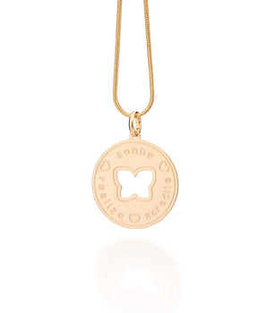 GOLD MANIFEST BUTTERFLY CIRCLE PENDANT