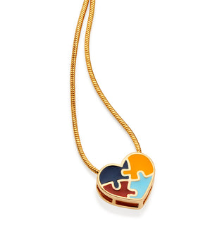GOLD AUTISM AWARENESS HEART PENDANT