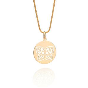 GOLD HOLLOW BUTTERFLY MEDAL PENDANT