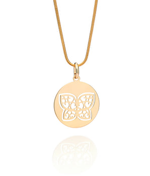 GOLD HOLLOW BUTTERFLY MEDAL PENDANT