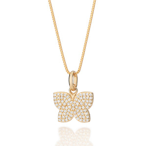 GOLD FULLY STUDDED BUTTERFLY PENDANT