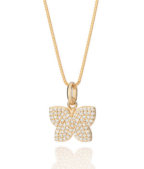 GOLD FULLY STUDDED BUTTERFLY PENDANT