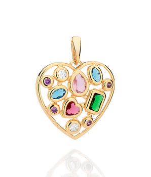 GOLD PATCHED HEART MAXI PENDANT