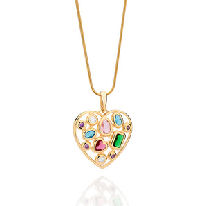 GOLD PATCHED HEART MAXI PENDANT