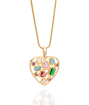 GOLD PATCHED HEART MAXI PENDANT
