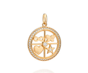 GOLD CIRCLE OF LOVE FAMILY MANDALA PENDANT