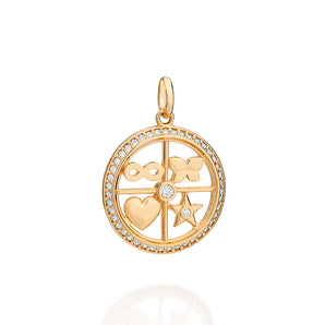 GOLD CIRCLE OF LOVE FAMILY MANDALA PENDANT