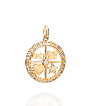 GOLD CIRCLE OF LOVE FAMILY MANDALA PENDANT