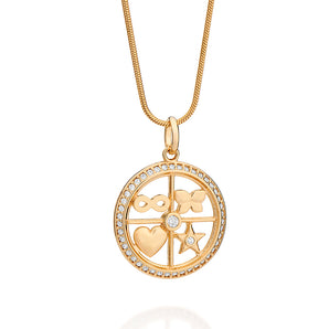 GOLD CIRCLE OF LOVE FAMILY MANDALA PENDANT