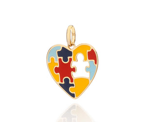 GOLD AUTISM HEART PUZZLE PENDANT