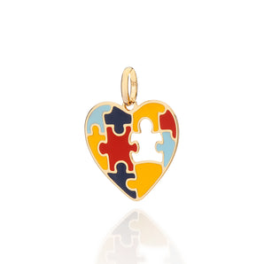 GOLD AUTISM HEART PUZZLE PENDANT