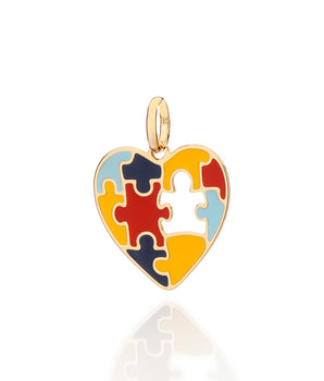 GOLD AUTISM HEART PUZZLE PENDANT