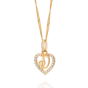 GOLD FIRST STEPS HEART PENDANT