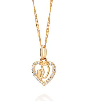 GOLD FIRST STEPS HEART PENDANT