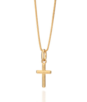 GOLD MEN'S TEXTURED CROSS PENDANT