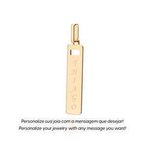 GOLD MEN'S PERSONALIZED RECTANGLE TAG PENDANT