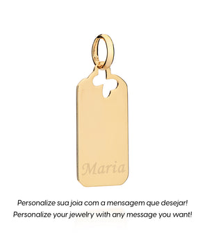 18K GOLD PLATED CUSTOMIZABLE RECTANGULAR BUTTERFLY OPENWORK PENDANT