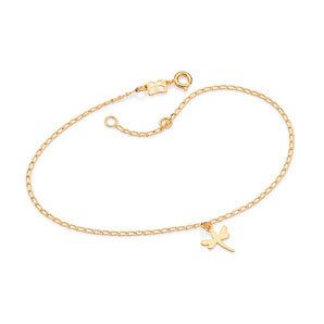 GOLD PLATED DRAGONFLY CHARM ANKLET