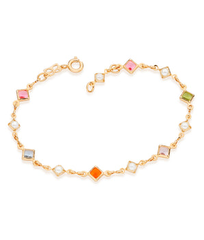 GOLD PLATED BRACELET WITH MULTI-COLOR STONES