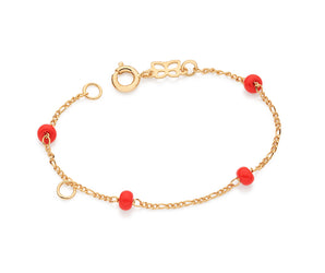 GOLD KID'S RED BEAD BRACELET