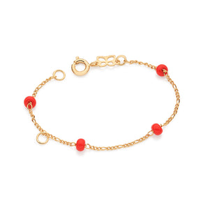 GOLD KID'S RED BEAD BRACELET
