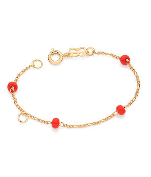 GOLD KID'S RED BEAD BRACELET