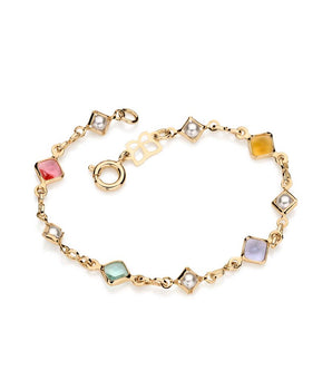 GOLD KID'S BRACELET WITH PEARL AND STONE
