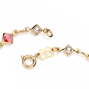 GOLD KID'S BRACELET WITH PEARL AND STONE