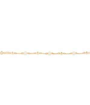 GOLD BRACELET WITH PEARL AND CRYSTAL