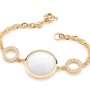 GOLD BRACELET WITH ZIRCONIA AND STONE