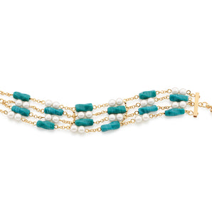 GOLD BRACELET WITH PEARL AND STONE