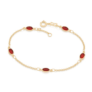 GOLD PLATED BRACELET WITH RED CRYSTALS