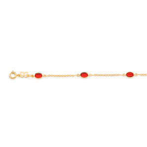 GOLD PLATED BRACELET WITH RED CRYSTALS