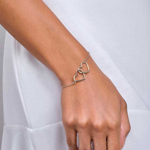 GOLD PLATED INTERLOCKING TWO HEARTS BRACELET