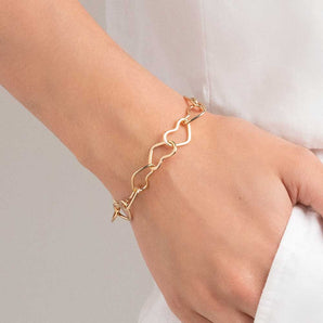 GOLD HOLLOW HEART LINK BRACELET