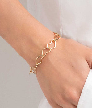GOLD HOLLOW HEART LINK BRACELET
