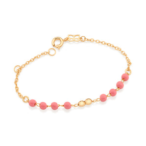 KID’S GOLD PINK BEADS BRACELET